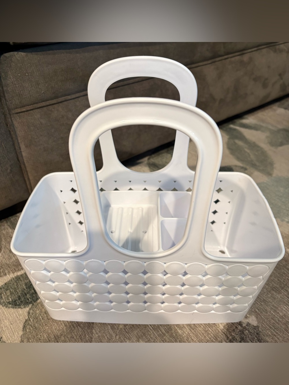 Great for College Dorm ! White Plastic Tote Caddy with separate compartments.$15